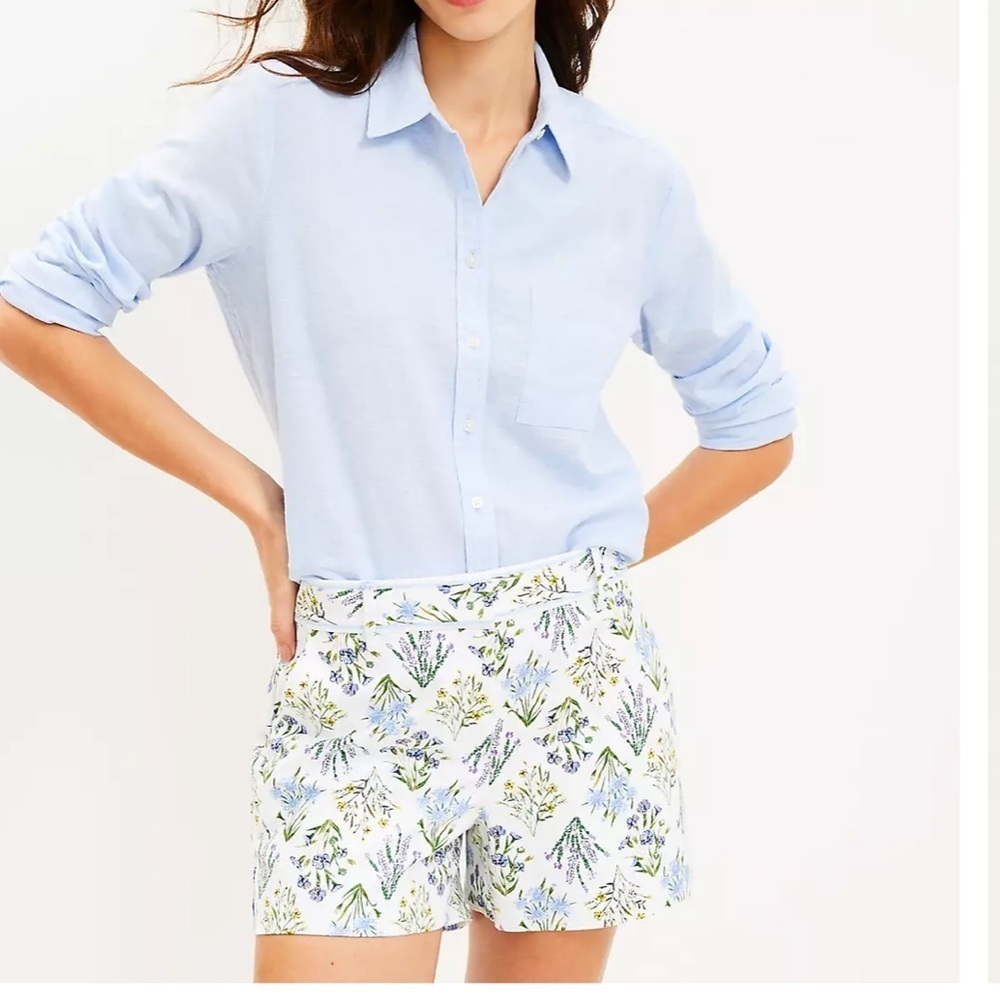 Loft Bouquet Seersucker Riviera Shorts 6 NWT